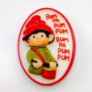 Vintage Christmas Little Drummer Boy Rum Pa Pum Pum Oval Pin